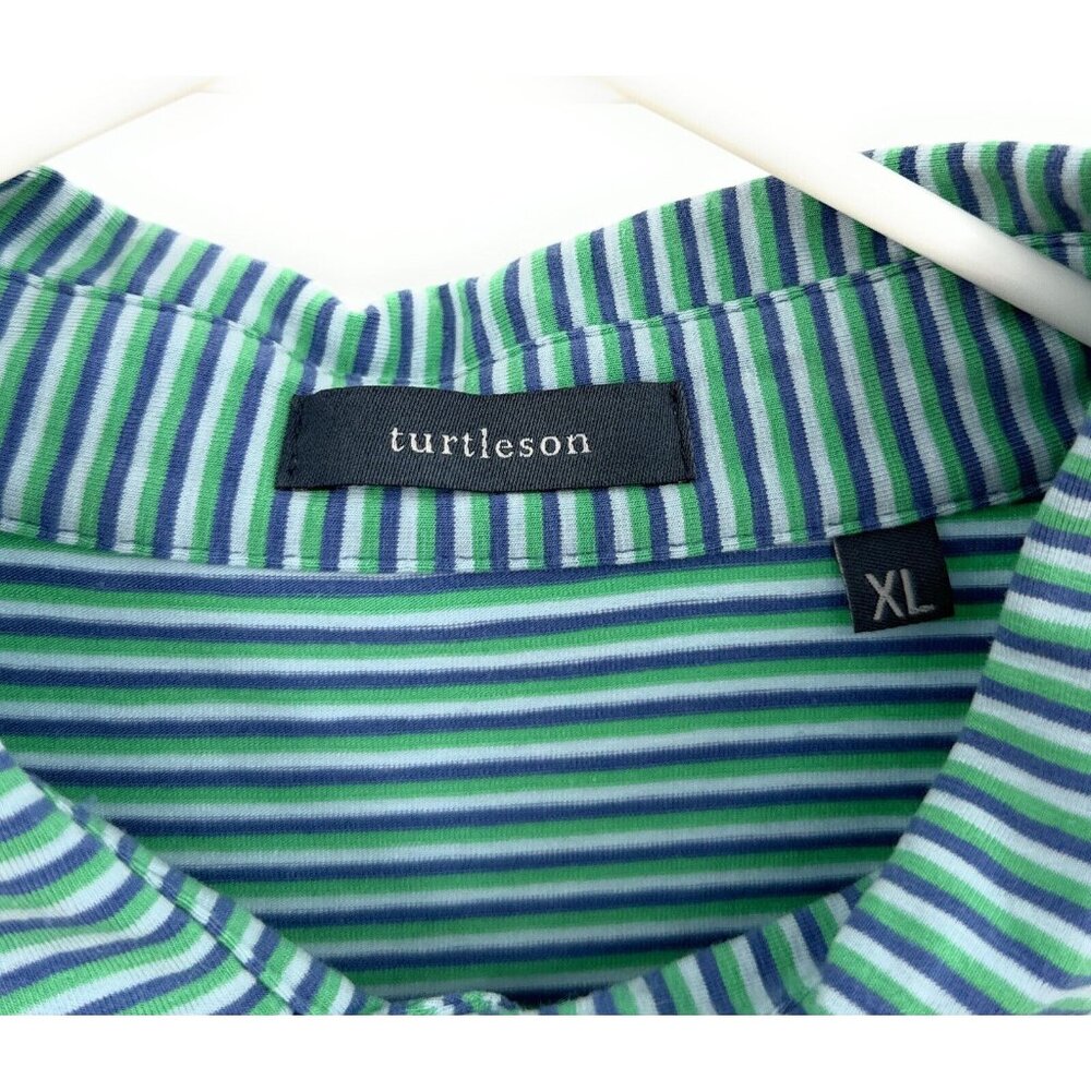 Turtleson Polo Shirt XL Golf Green Blue Striped Ruth Lake Cup‎ - Picture 3 of 7